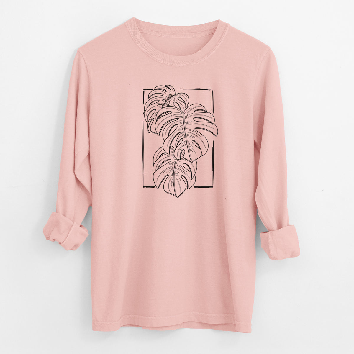 Monstera Deliciosa - Men&#39;s Heavyweight 100% Cotton Long Sleeve