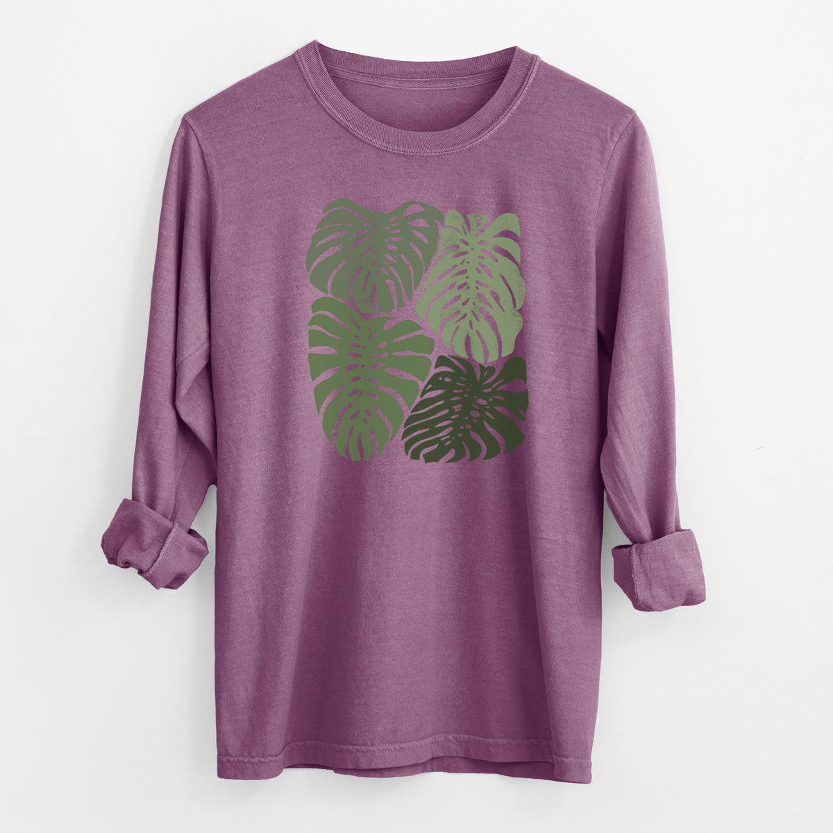 Monstera Vibes - Men&#39;s Heavyweight 100% Cotton Long Sleeve