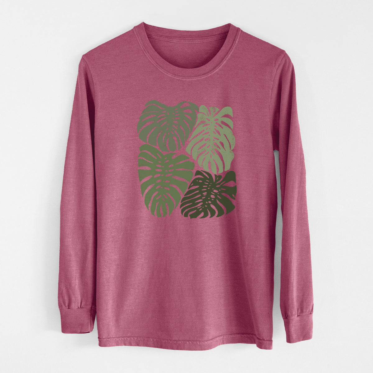 Monstera Vibes - Men&#39;s Heavyweight 100% Cotton Long Sleeve