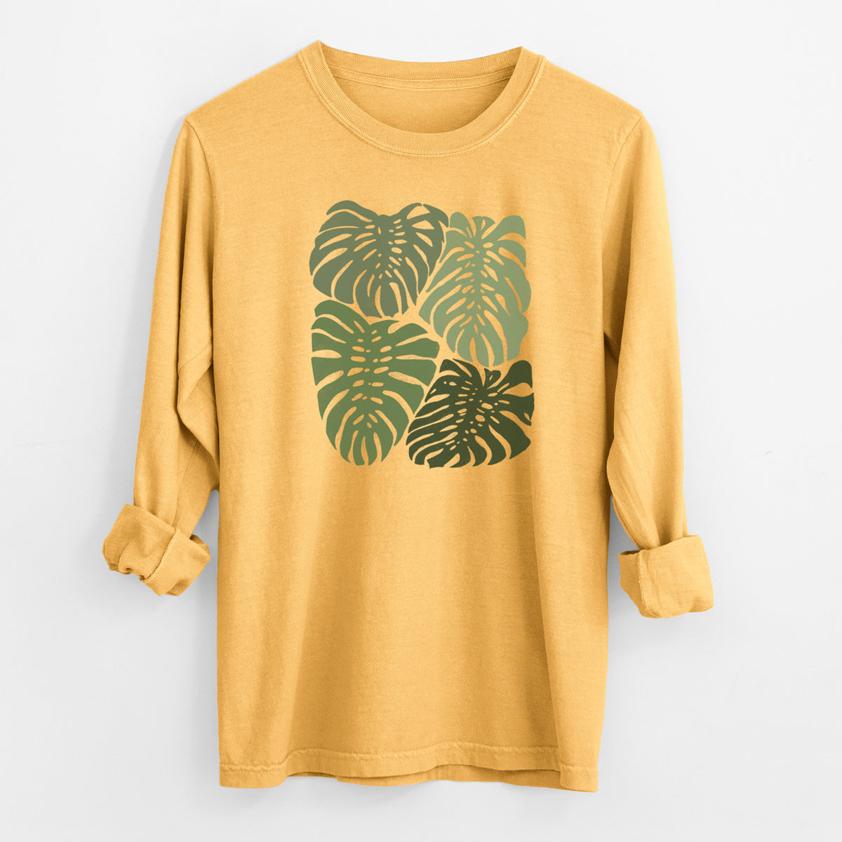 Monstera Vibes - Men&#39;s Heavyweight 100% Cotton Long Sleeve