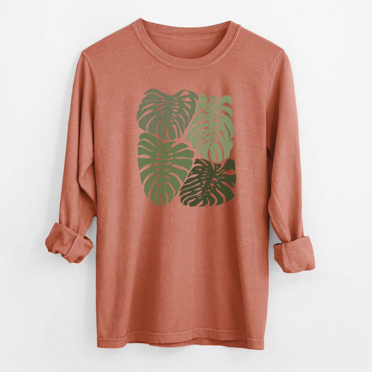 Monstera Vibes - Men&#39;s Heavyweight 100% Cotton Long Sleeve