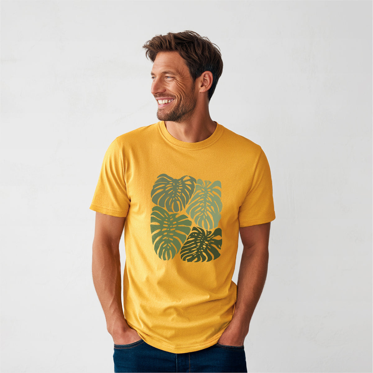 Monstera Vibes - Heavyweight Men&#39;s 100% Organic Cotton Tee
