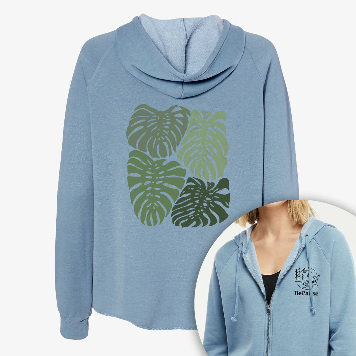 Monstera Vibes - Women&#39;s Cali Wave Zip-Up Sweatshirt