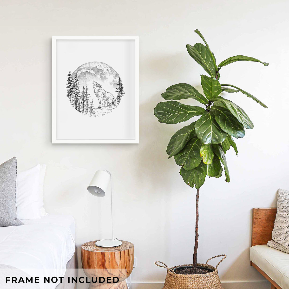 Wolf Howling at the Moon - Fine Art Print