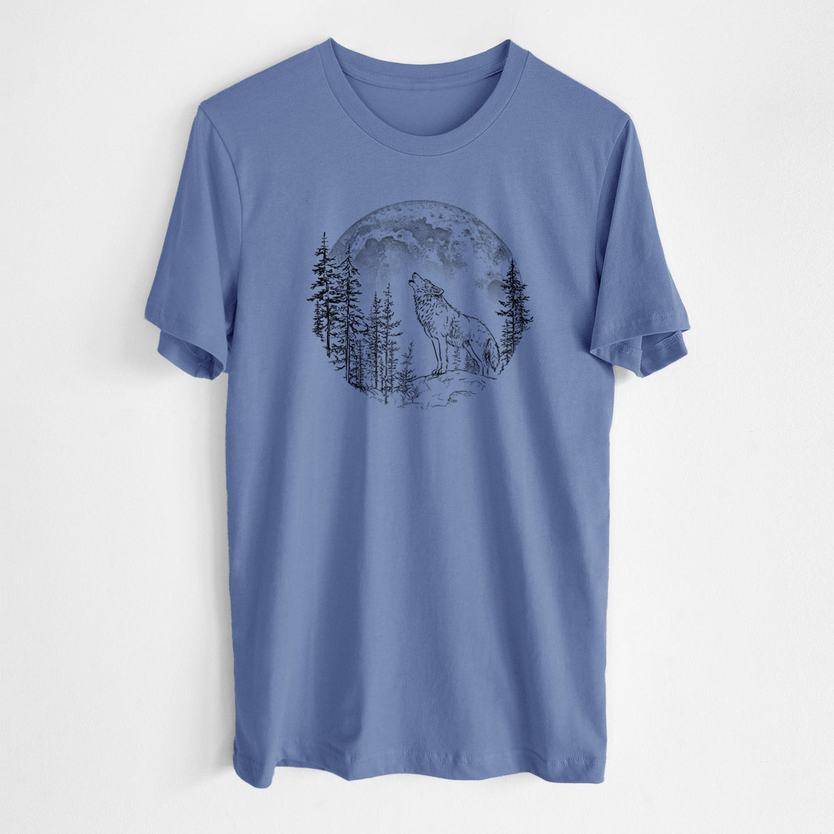 Wolf Howling at the Moon - Lightweight 100% Cotton Unisex Crewneck