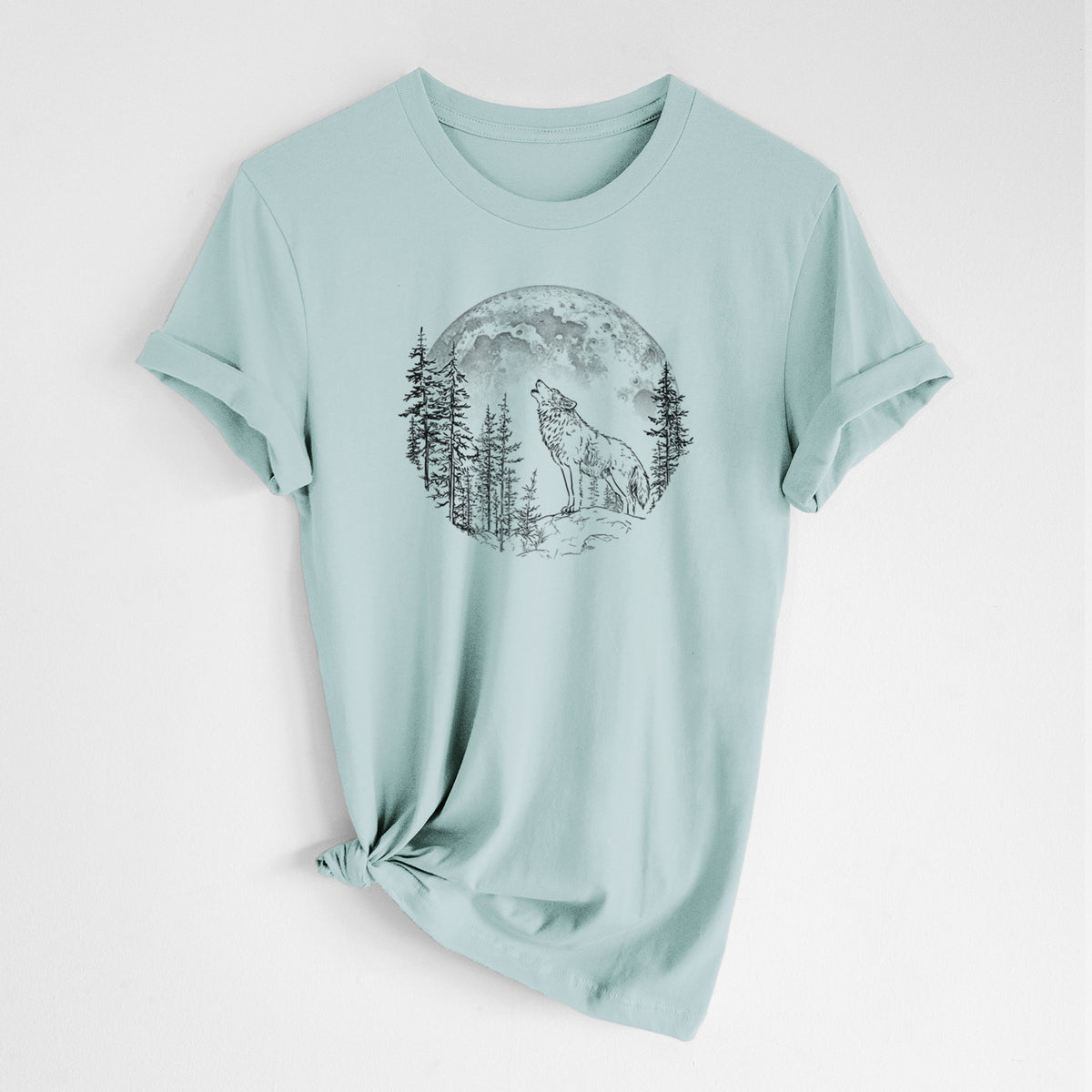 Wolf Howling at the Moon - Lightweight 100% Cotton Unisex Crewneck
