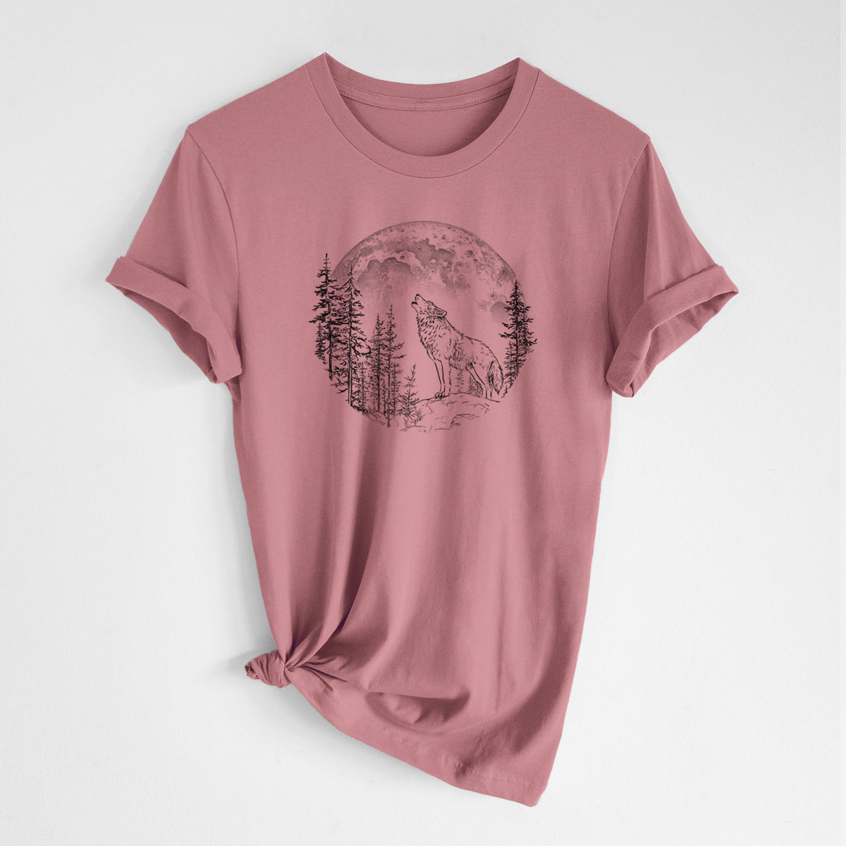 Wolf Howling at the Moon - Lightweight 100% Cotton Unisex Crewneck