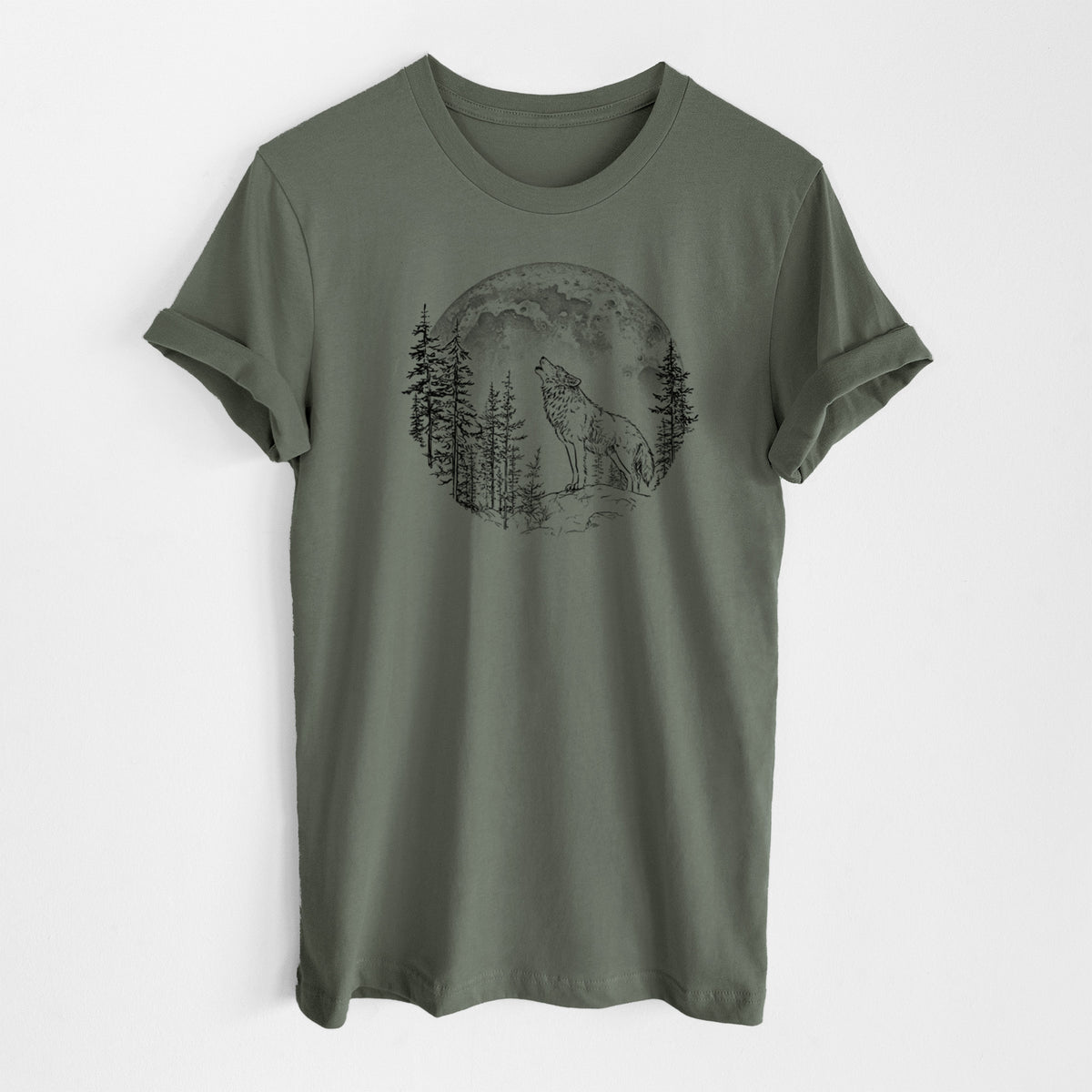 Wolf Howling at the Moon - Lightweight 100% Cotton Unisex Crewneck