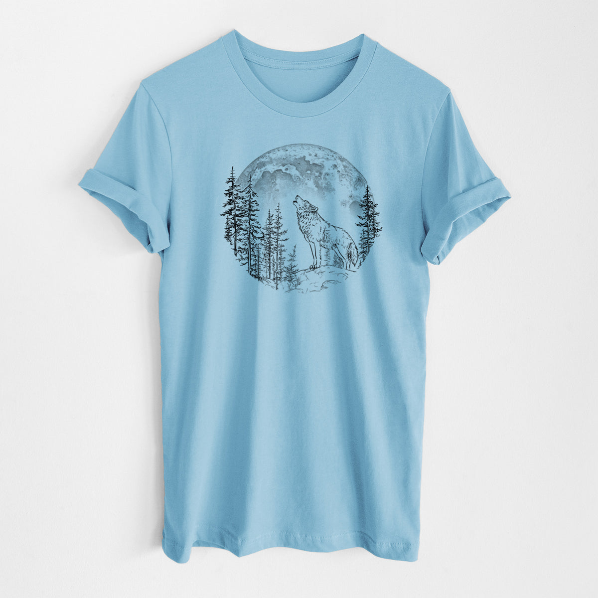 Wolf Howling at the Moon - Lightweight 100% Cotton Unisex Crewneck