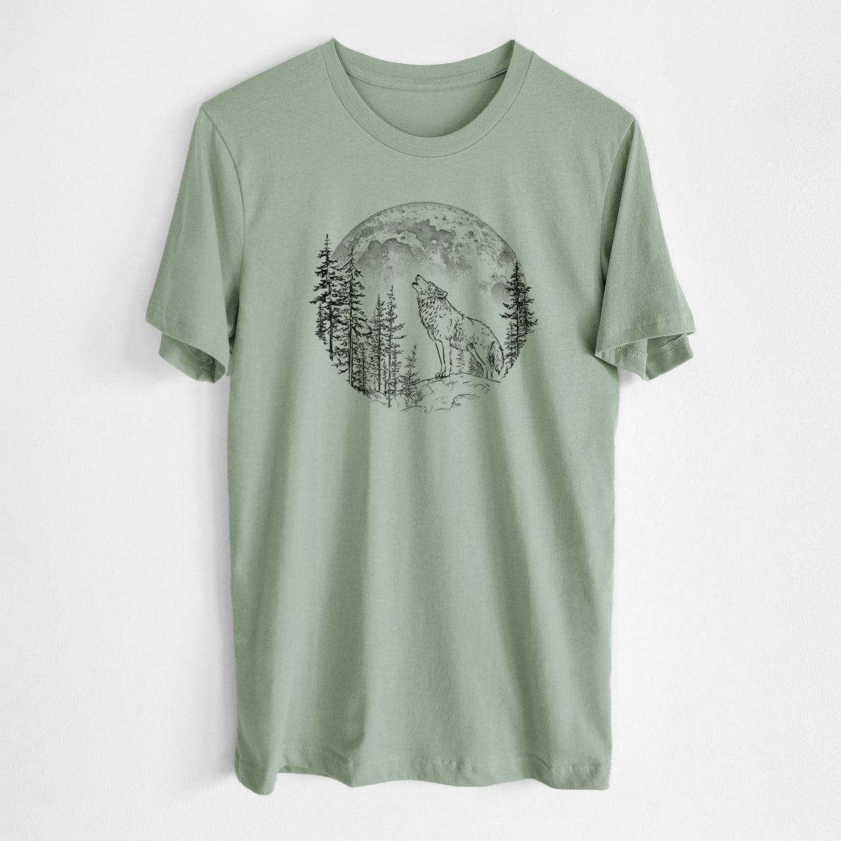 Wolf Howling at the Moon - Lightweight 100% Cotton Unisex Crewneck