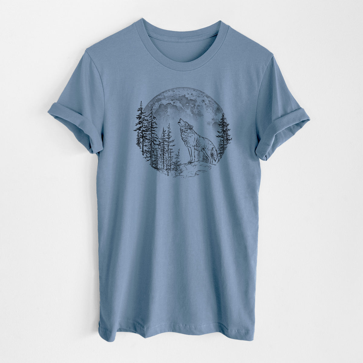 Wolf Howling at the Moon - Lightweight 100% Cotton Unisex Crewneck