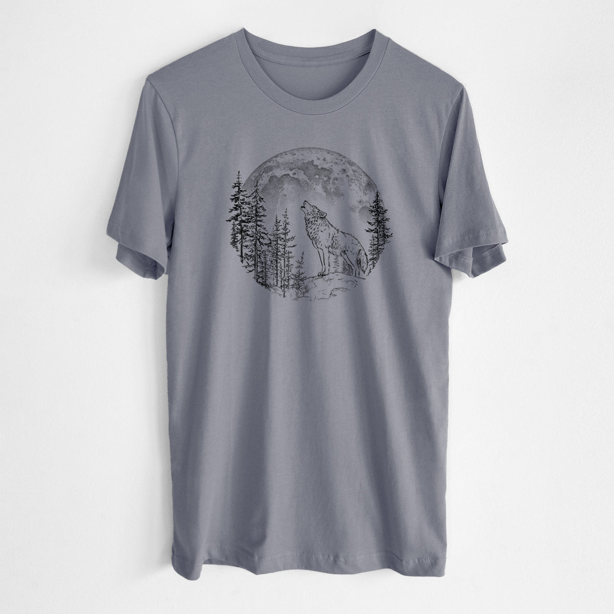 Wolf Howling at the Moon - Lightweight 100% Cotton Unisex Crewneck