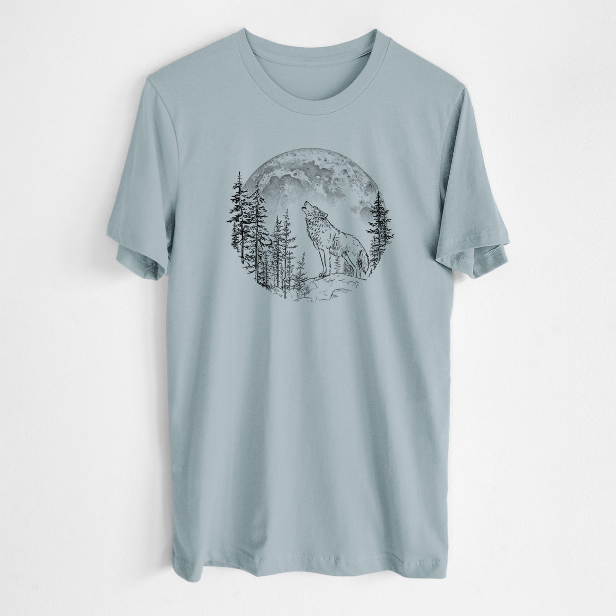 Wolf Howling at the Moon - Lightweight 100% Cotton Unisex Crewneck