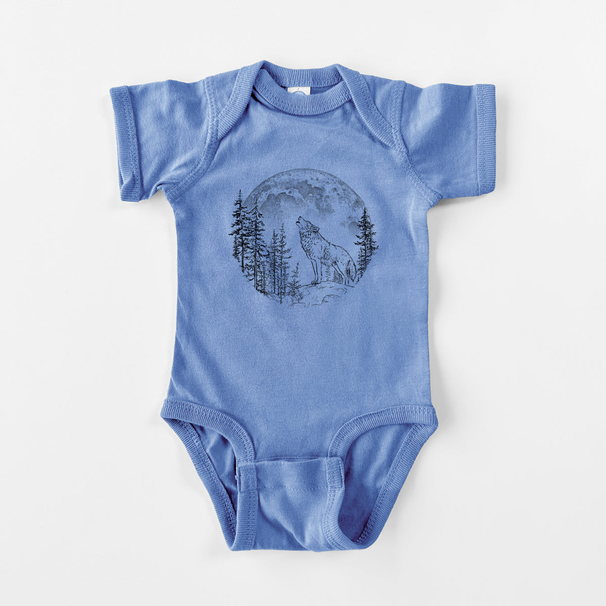 Wolf Howling at the Moon - Baby Fine Jersey Bodysuit