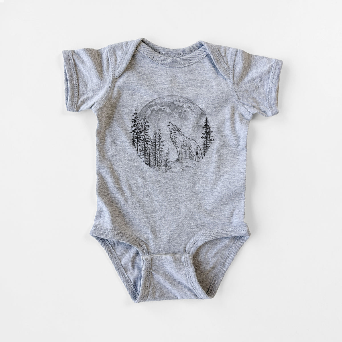 Wolf Howling at the Moon - Baby Fine Jersey Bodysuit