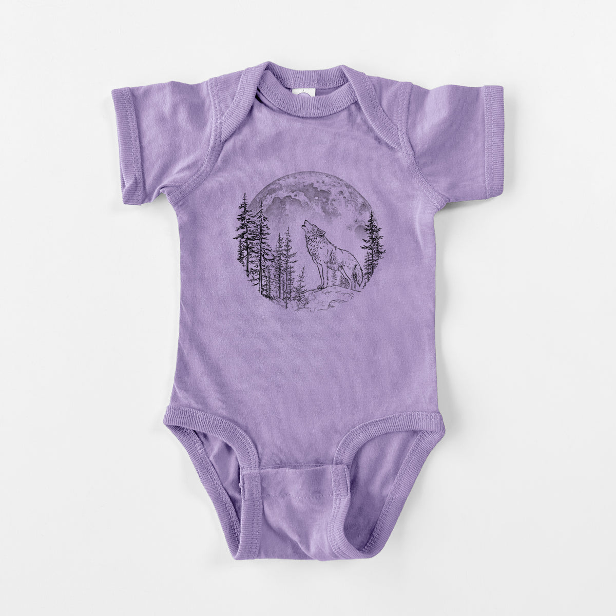 Wolf Howling at the Moon - Baby Fine Jersey Bodysuit