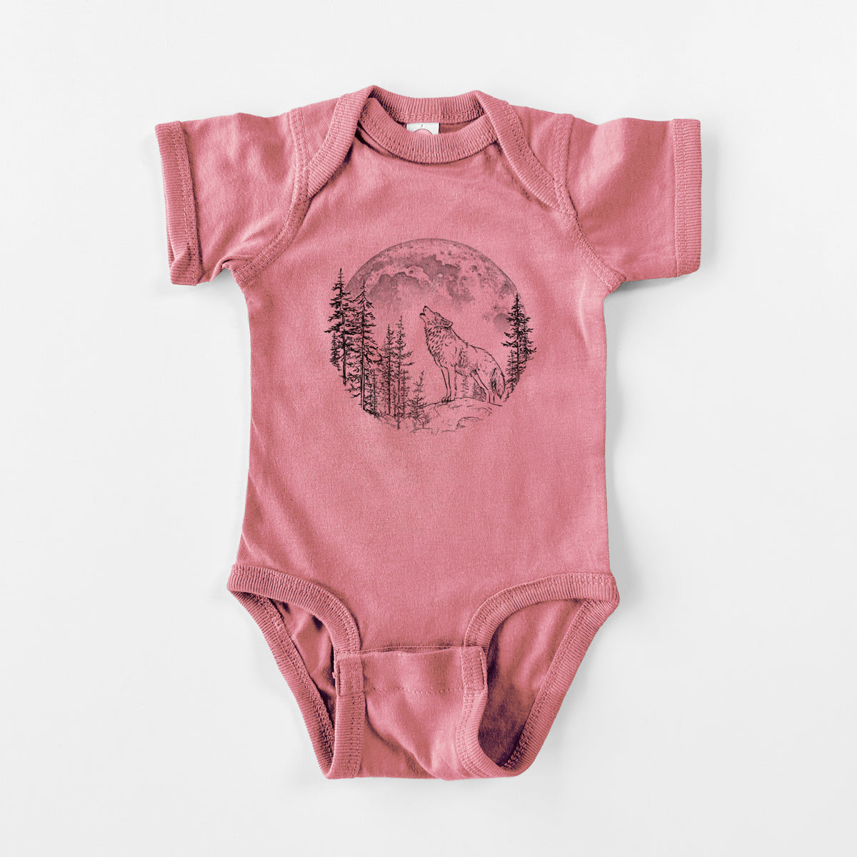 Wolf Howling at the Moon - Baby Fine Jersey Bodysuit