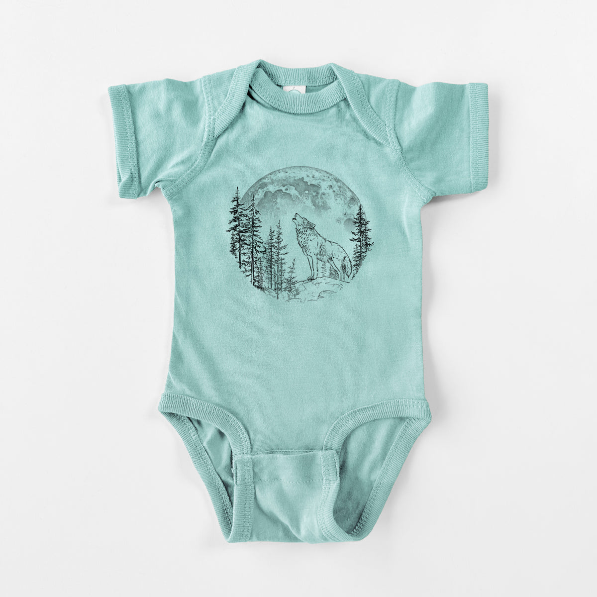 Wolf Howling at the Moon - Baby Fine Jersey Bodysuit