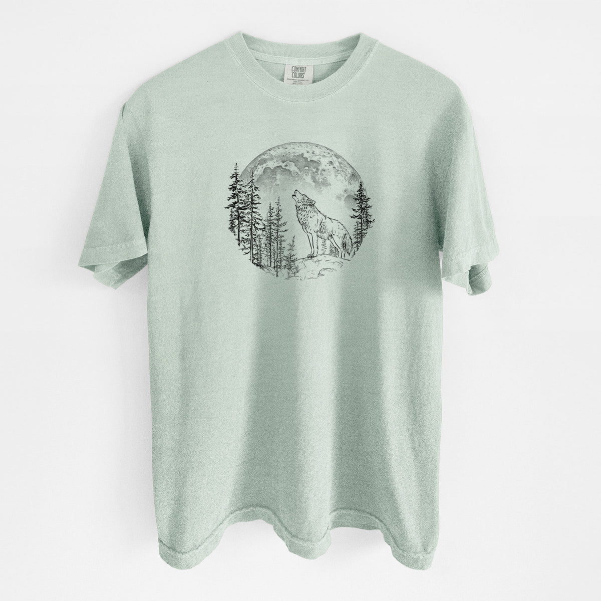 Wolf Howling at the Moon - Unisex Comfort Colors Garment-Dyed Heavyweight T-shirt
