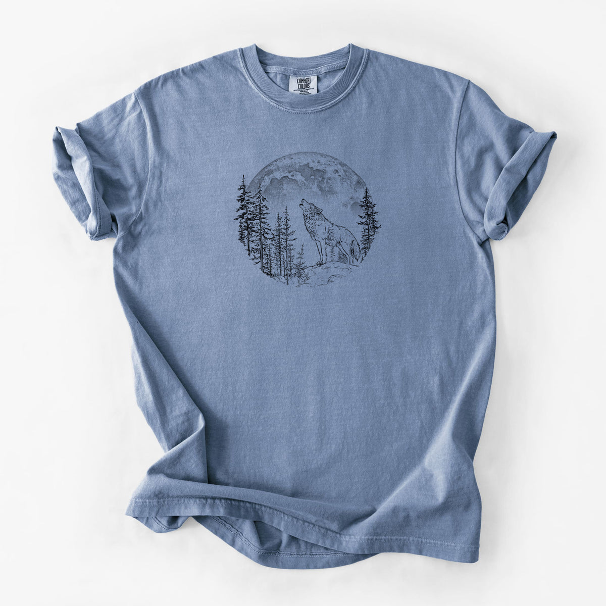 Wolf Howling at the Moon - Unisex Comfort Colors Garment-Dyed Heavyweight T-shirt
