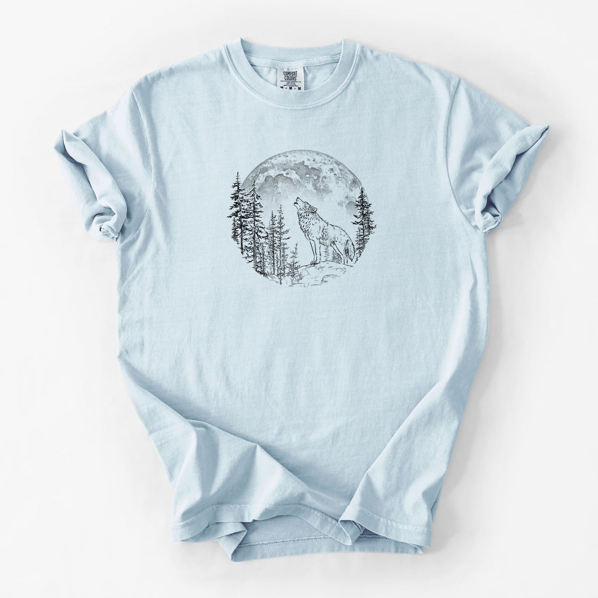 Wolf Howling at the Moon - Unisex Comfort Colors Garment-Dyed Heavyweight T-shirt