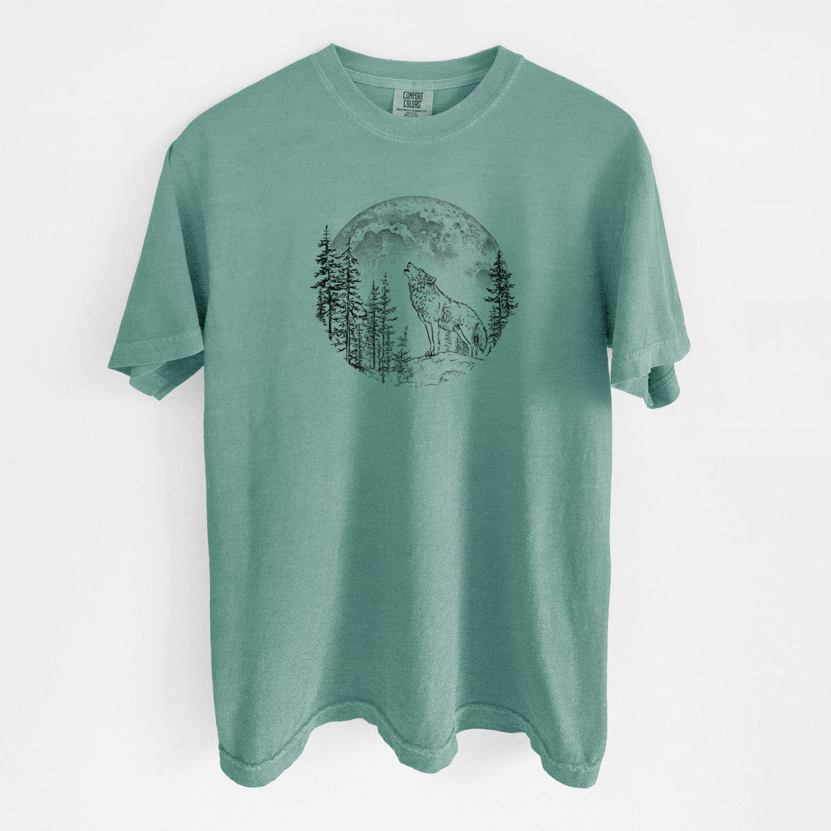 Wolf Howling at the Moon - Unisex Comfort Colors Garment-Dyed Heavyweight T-shirt