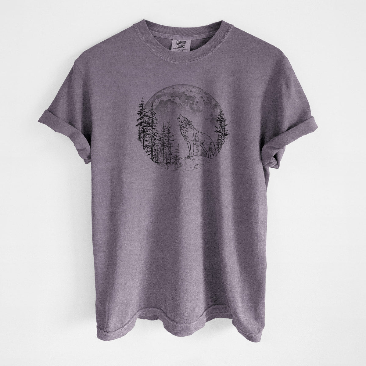Wolf Howling at the Moon - Unisex Comfort Colors Garment-Dyed Heavyweight T-shirt