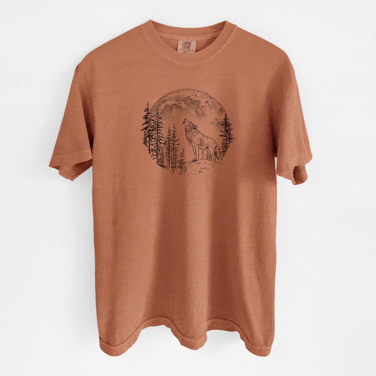 Wolf Howling at the Moon - Unisex Comfort Colors Garment-Dyed Heavyweight T-shirt