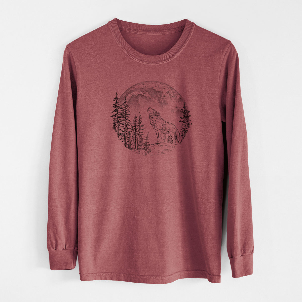 Wolf Howling at the Moon - Unisex Comfort Colors 100% Cotton Long Sleeve