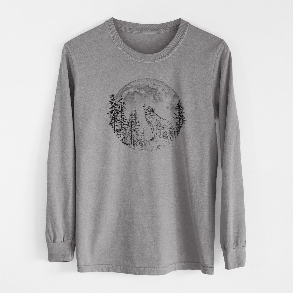Wolf Howling at the Moon - Unisex Comfort Colors 100% Cotton Long Sleeve