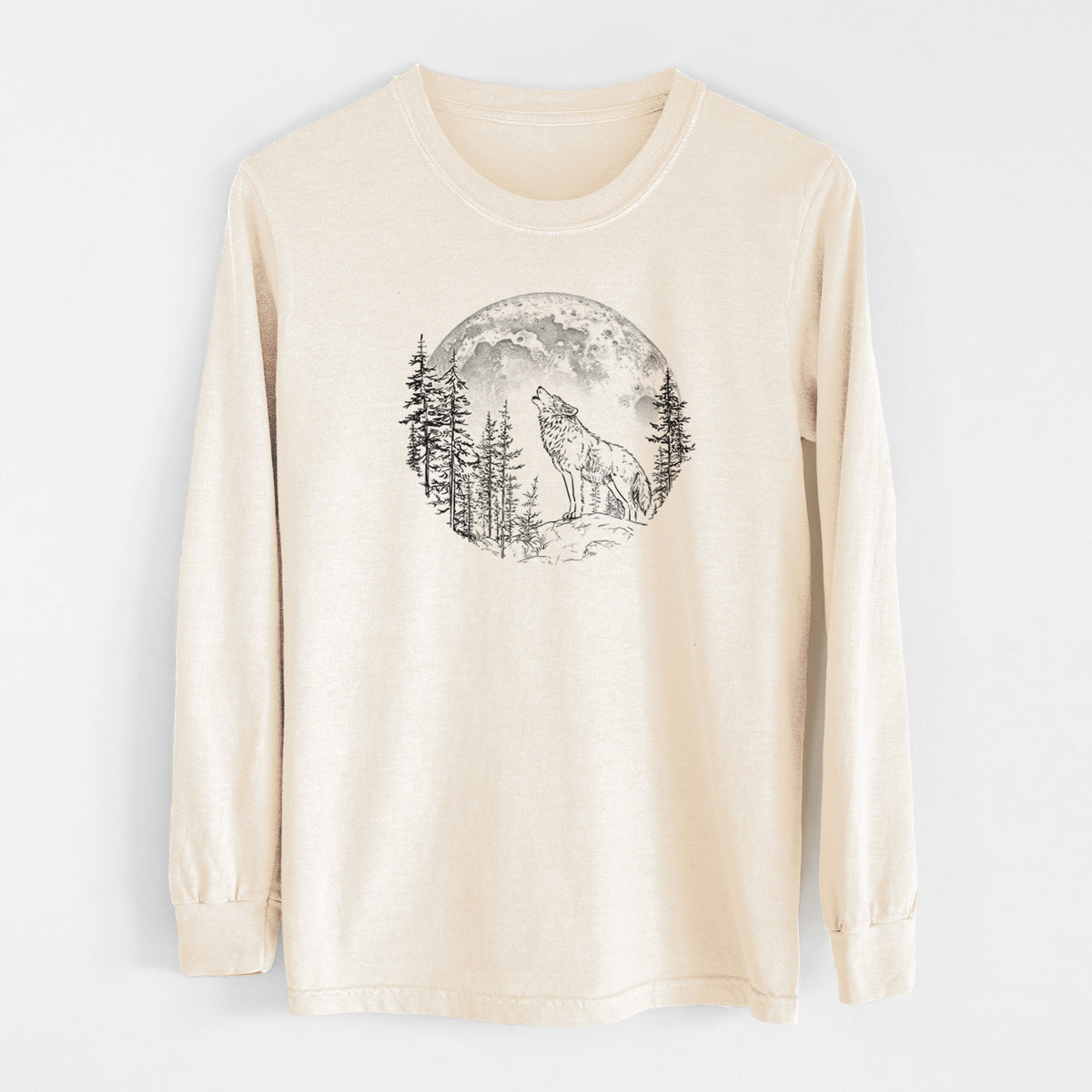 Wolf Howling at the Moon - Unisex Comfort Colors 100% Cotton Long Sleeve