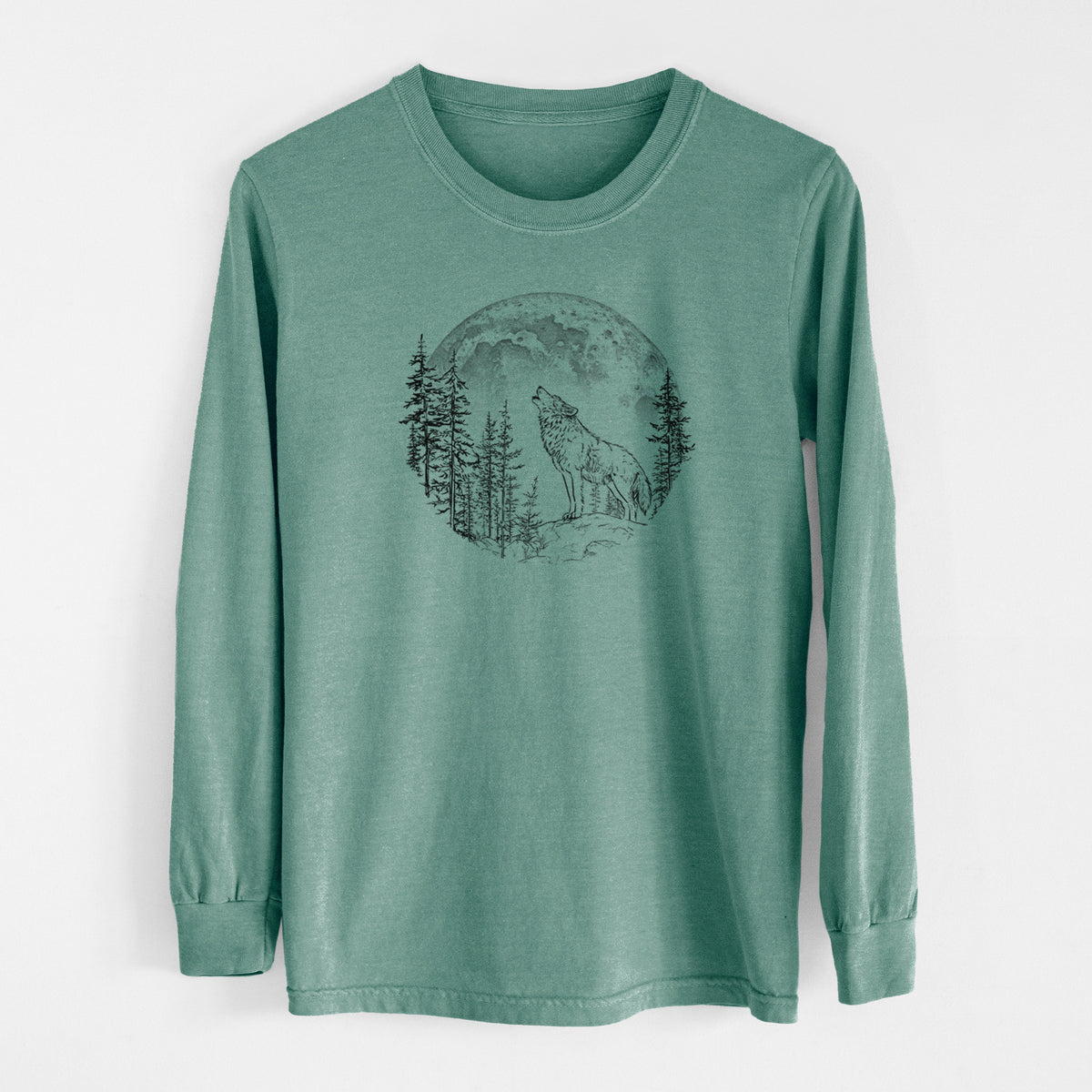 Wolf Howling at the Moon - Unisex Comfort Colors 100% Cotton Long Sleeve
