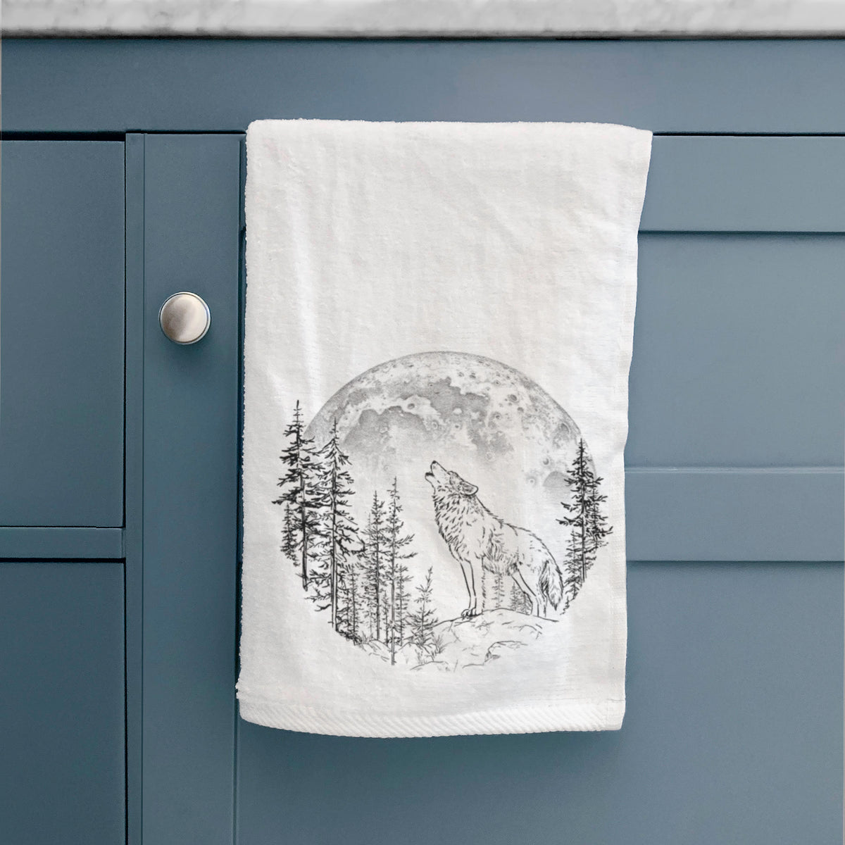 Wolf Howling at the Moon Premium Decorative Hand Towel