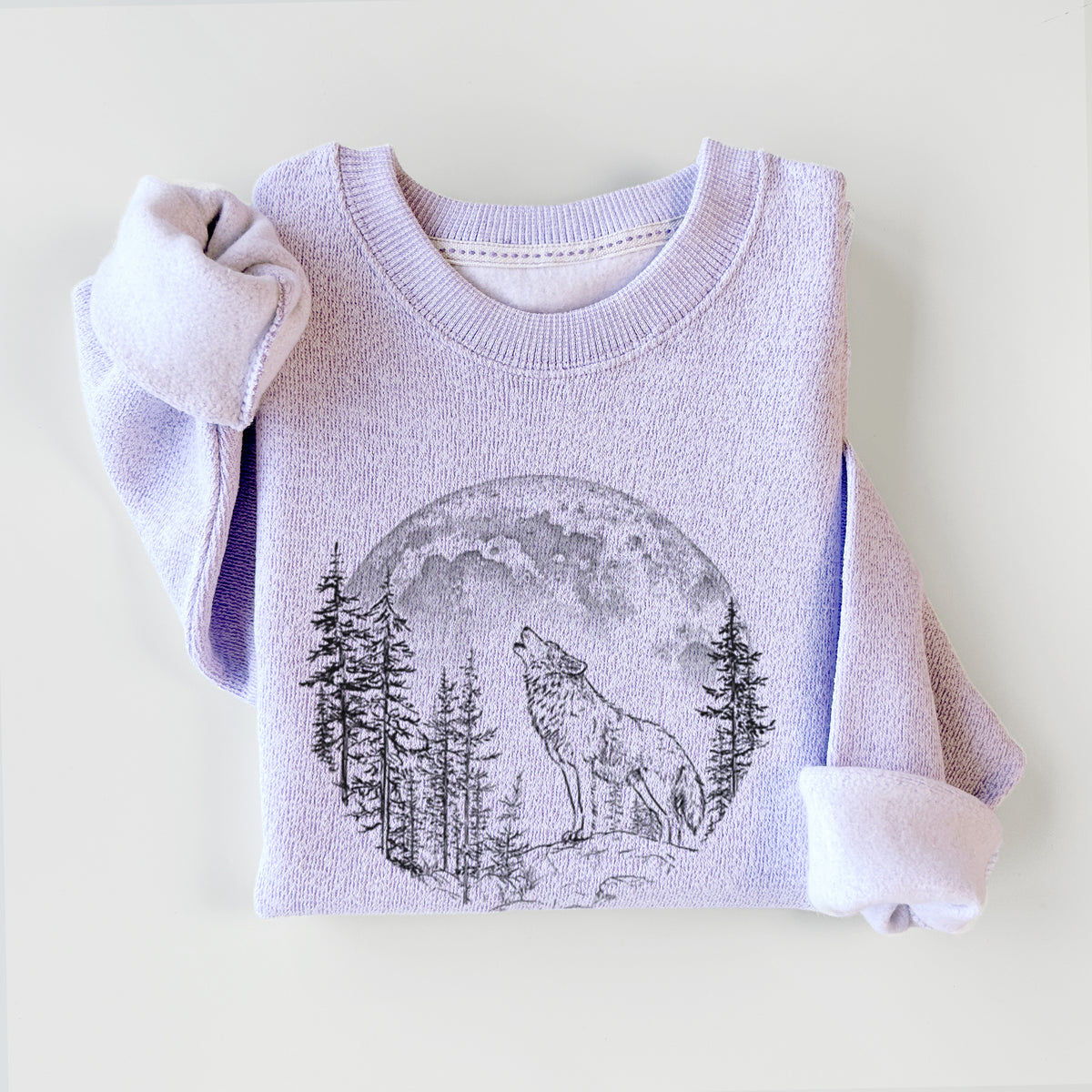Wolf Howling at the Moon - Knit Sweatshirt
