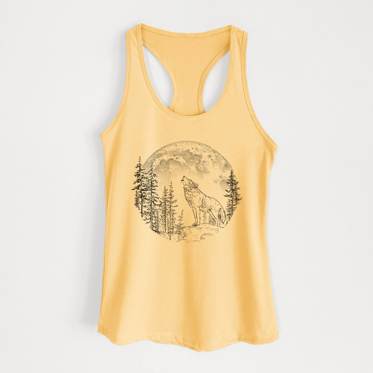 Wolf Howling at the Moon - Women's Racerback Tanktop
