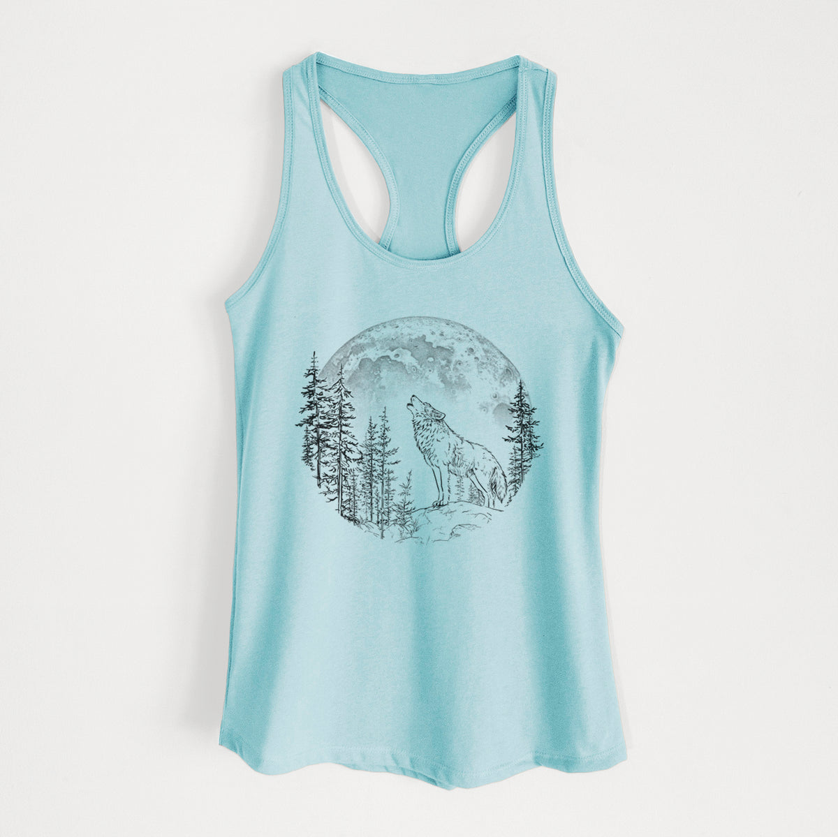 Wolf Howling at the Moon - Women's Racerback Tanktop
