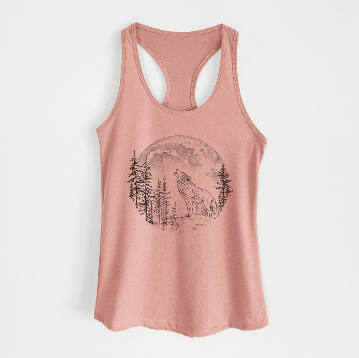 Wolf Howling at the Moon - Women's Racerback Tanktop