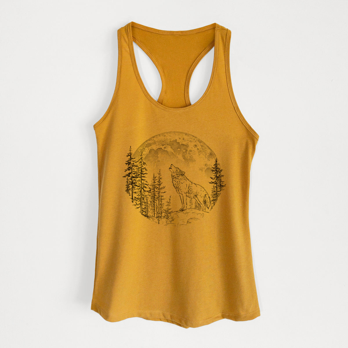 Wolf Howling at the Moon - Women's Racerback Tanktop