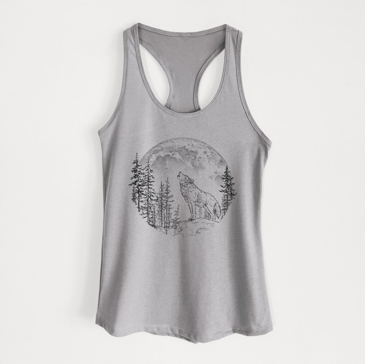 Wolf Howling at the Moon - Women's Racerback Tanktop