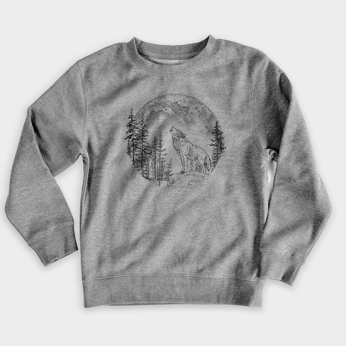 Wolf Howling at the Moon - Youth Lightweight Crewneck Sweatshirt