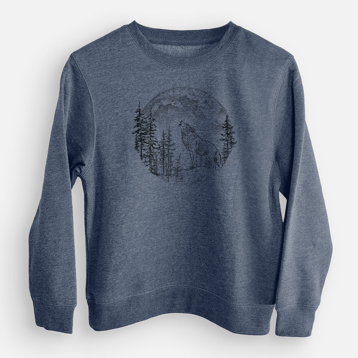 Wolf Howling at the Moon - Youth Lightweight Crewneck Sweatshirt