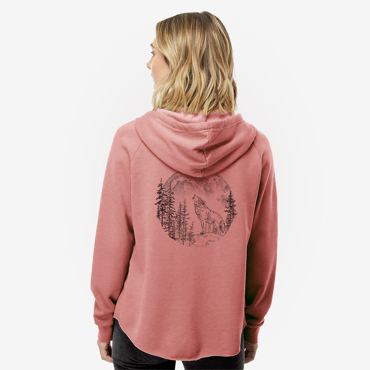 Wolf Howling at the Moon - Women's Cali Wave Zip-Up Sweatshirt