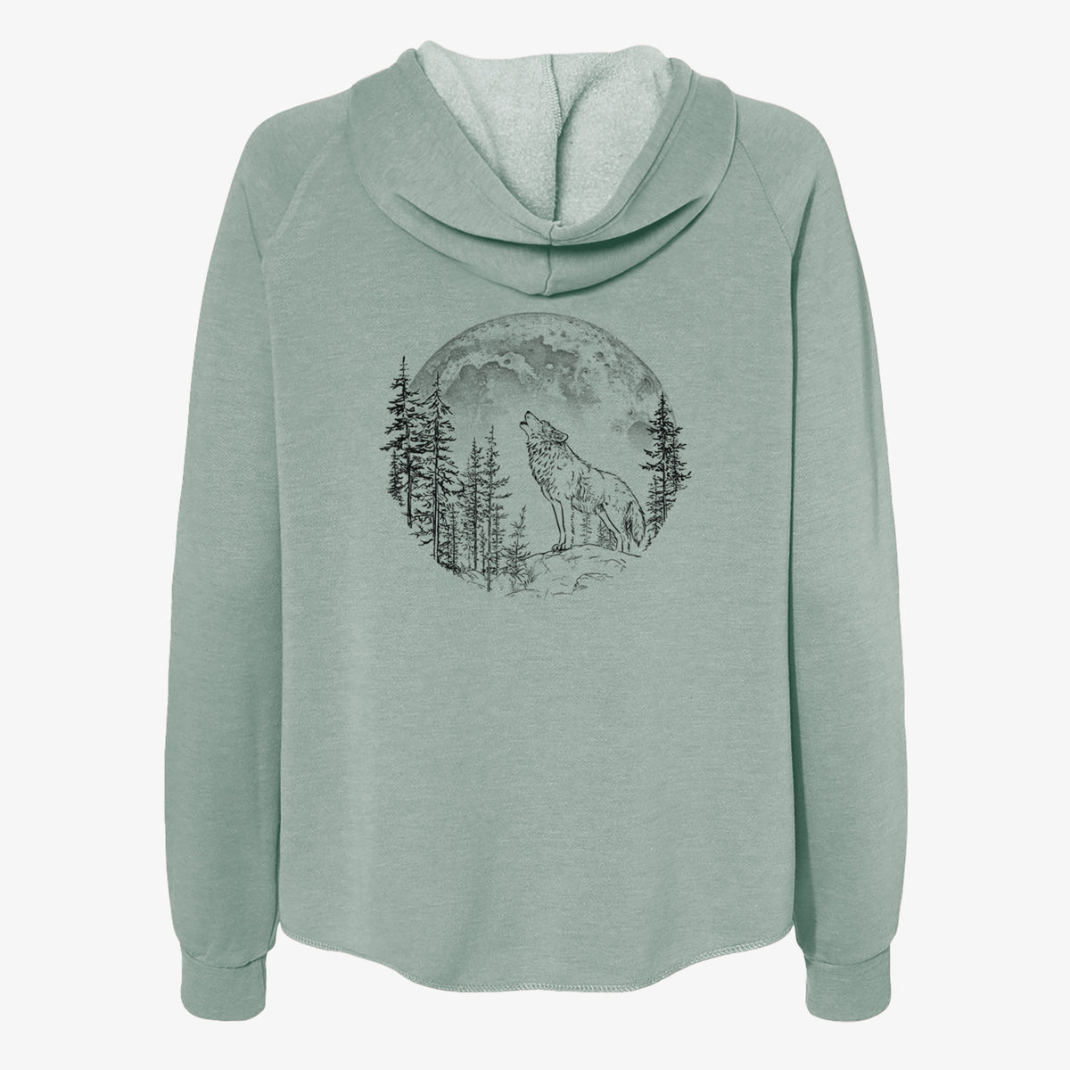 Wolf Howling at the Moon - Women's Cali Wave Zip-Up Sweatshirt