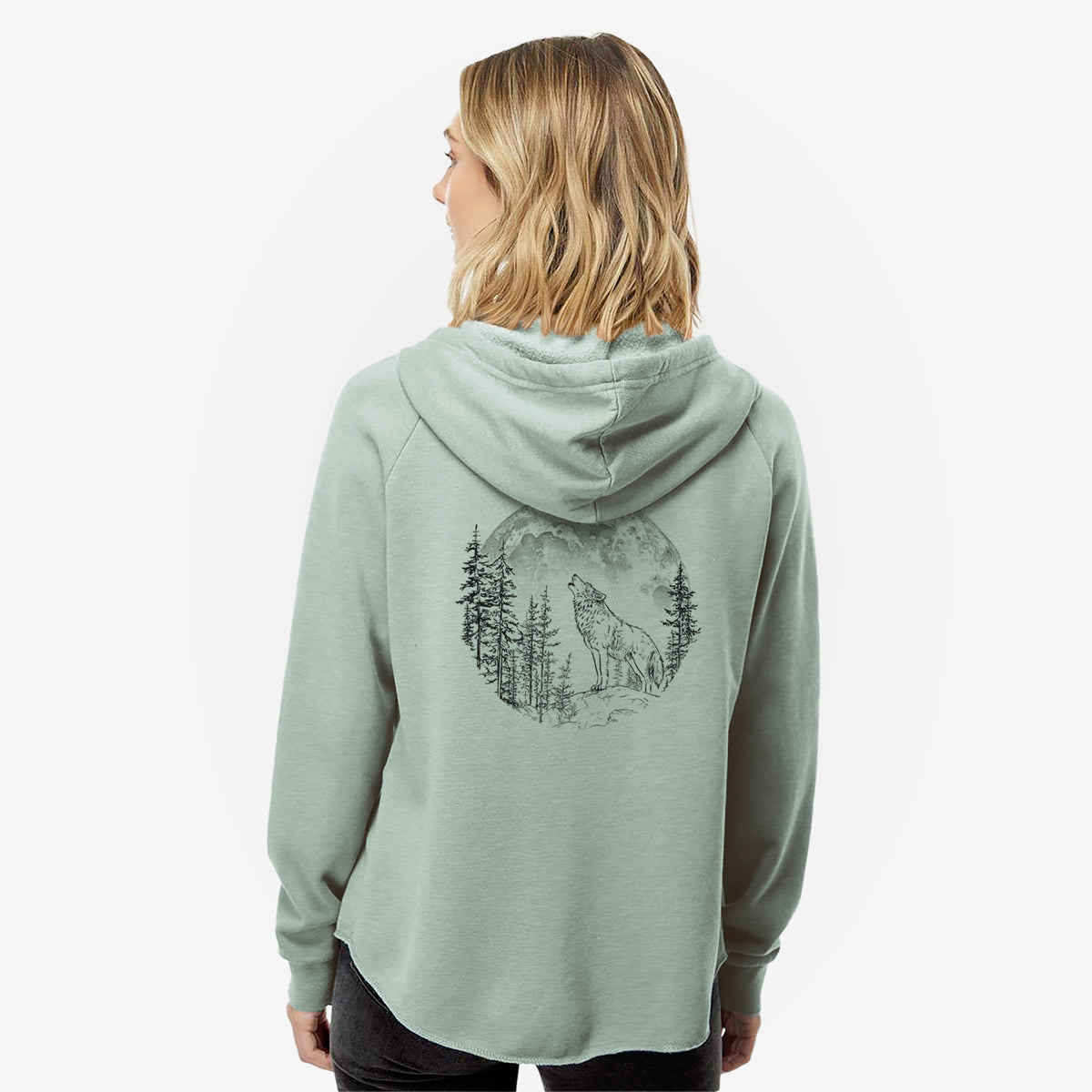 Wolf Howling at the Moon - Women's Cali Wave Zip-Up Sweatshirt