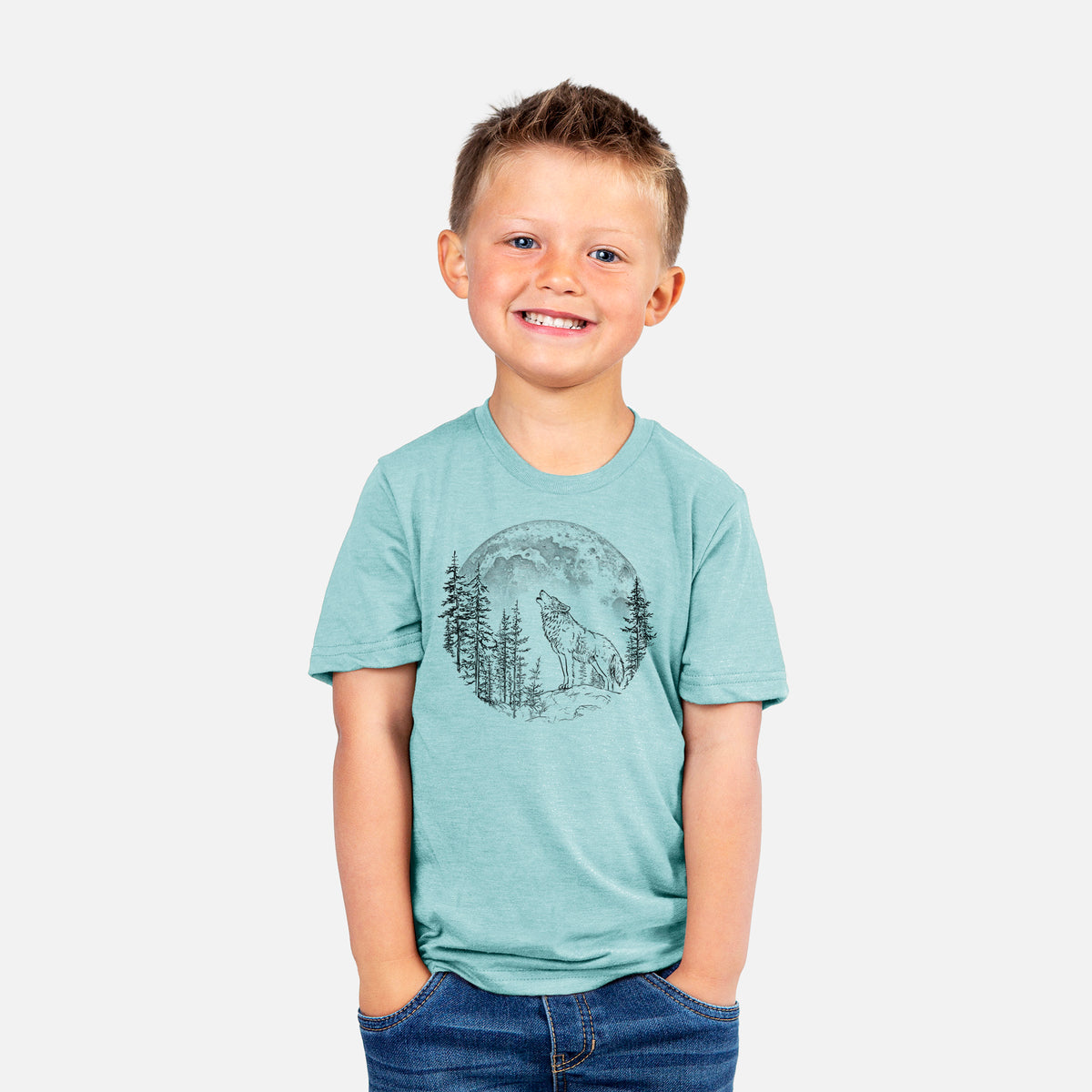 Wolf Howling at the Moon - Toddler/Youth Shirt