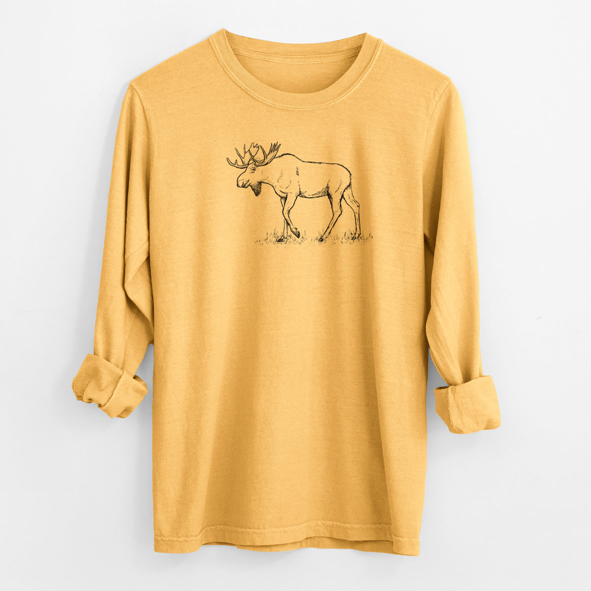 Bull Moose - Alces alces - Men&#39;s Heavyweight 100% Cotton Long Sleeve