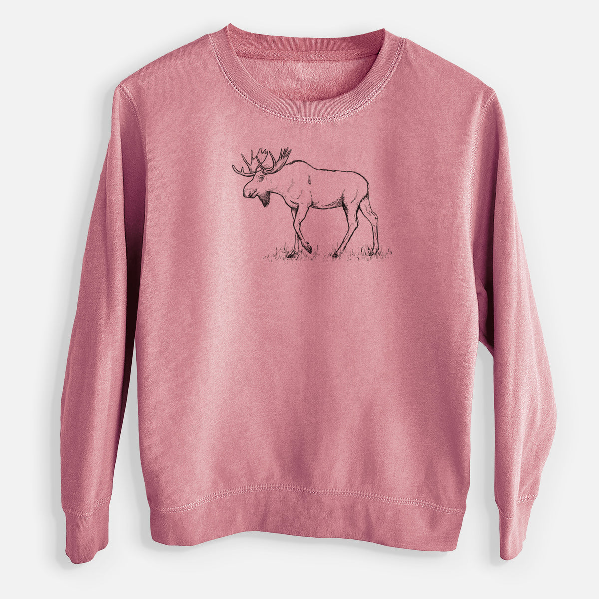 Bull Moose - Alces alces - Youth Lightweight Crewneck Sweatshirt