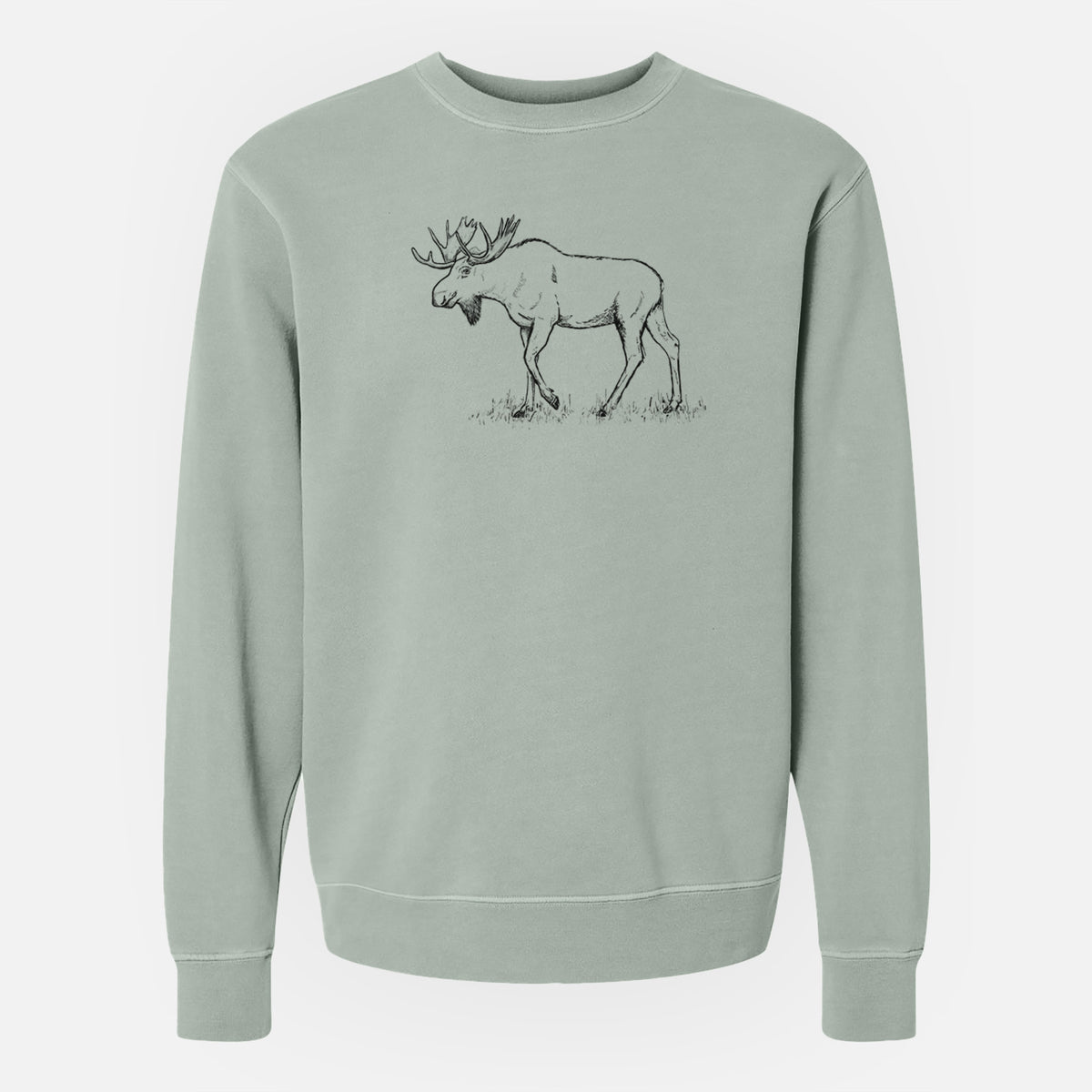 Bull Moose - Alces alces - Unisex Pigment Dyed Crew Sweatshirt