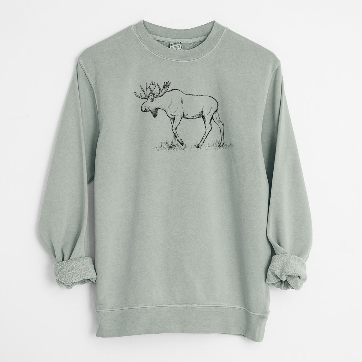 Bull Moose - Alces alces - Unisex Pigment Dyed Crew Sweatshirt