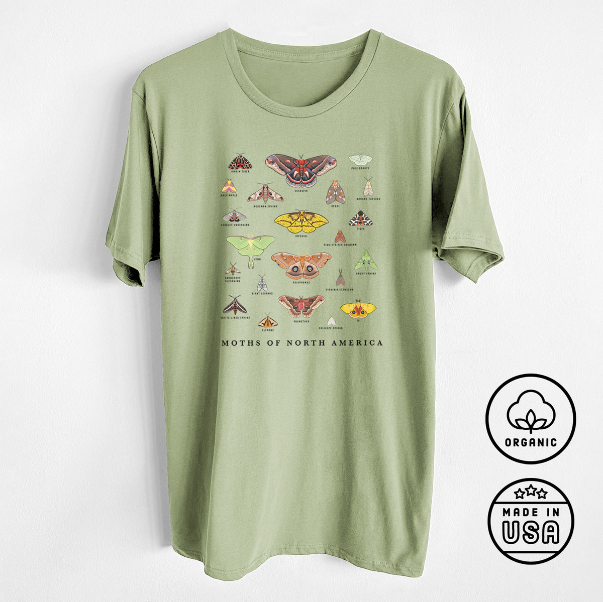 Moths of North America - Unisex Crewneck - Made in USA - 100% Organic Cotton